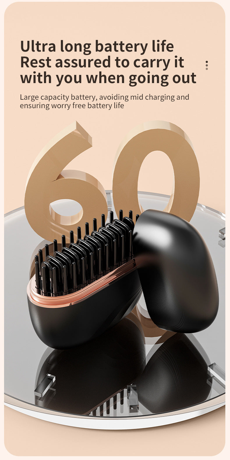 Wireless heated Straightening Comb